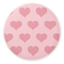 Roze harten Keramische deurknop