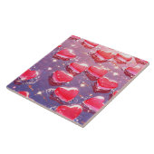 Roze harten Keramische Tegel Tegeltje (Zijkant)