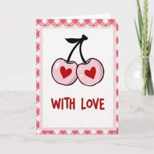Roze Harten Kersen Liefdeskaart Kaart