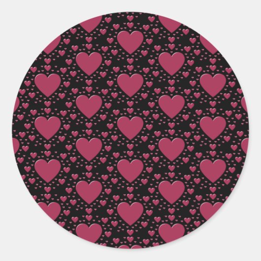 Roze Harten Klassieke Ronde Sticker (Voorkant)