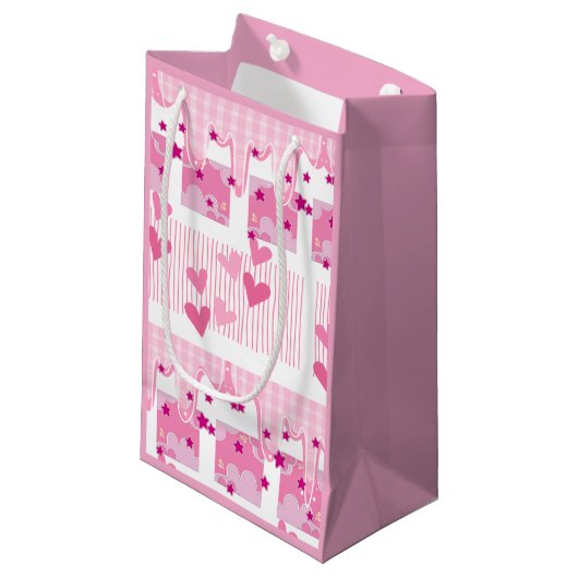 Roze harten klein cadeauzakje (Voorkant Gekanteld)