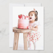 Roze Harten Kleine Liefje Foto Eerste Verjaardag Kaart (Achterkant)