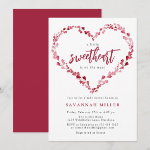 Roze Harten Krans Kleine Liefje Baby shower Kaart