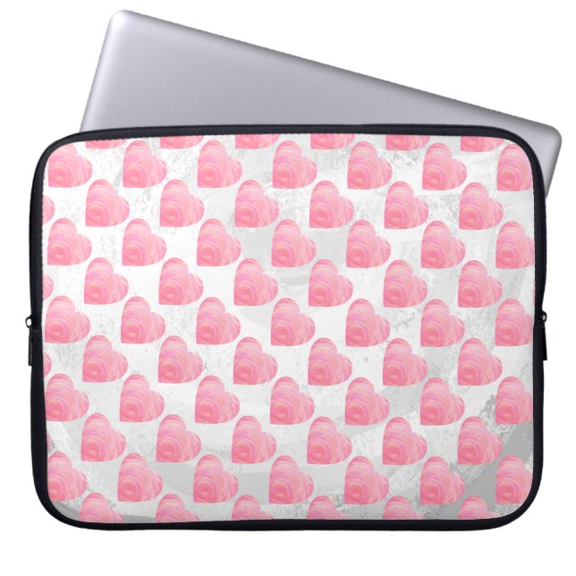 Roze harten laptop sleeve (Voorkant)