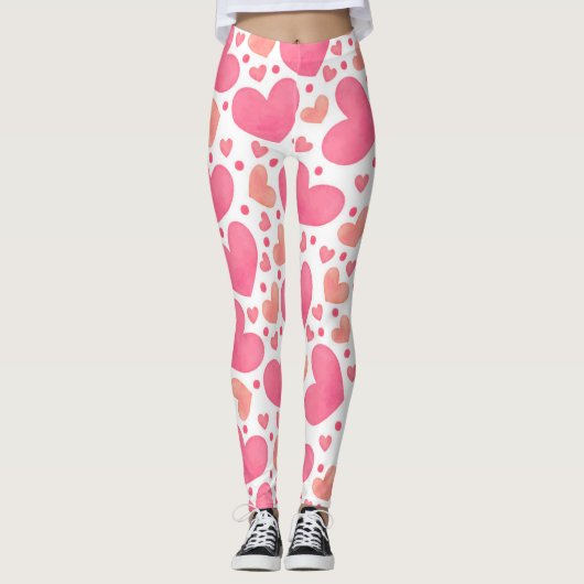 Roze harten Leggings (Voorkant)