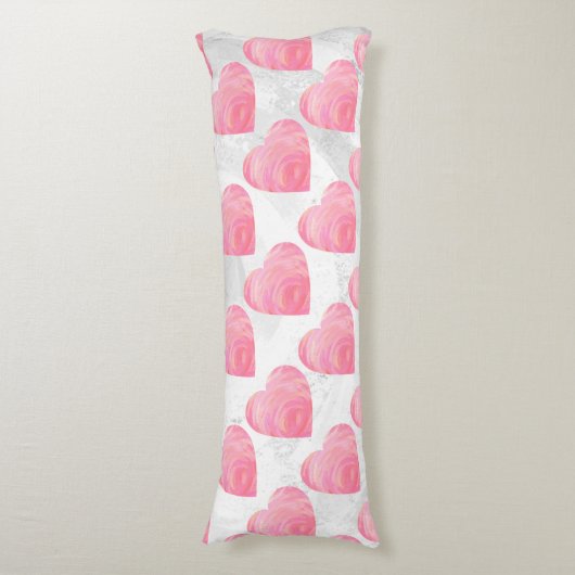Roze harten lichaamskussen (Voorkant Verticaal)