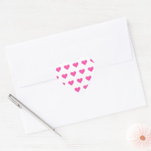 Roze harten - Liefde Hart Sticker (Envelop)