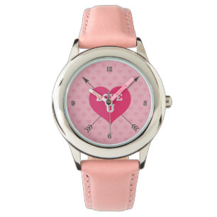 Roze harten liefde u aangepaste horloge