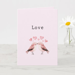 Roze Harten Liefde Vogels Valentijnsdag Trouwen Kaart