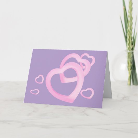Roze harten liefdevolle kaart voor noot, groet, be (Voorkant)