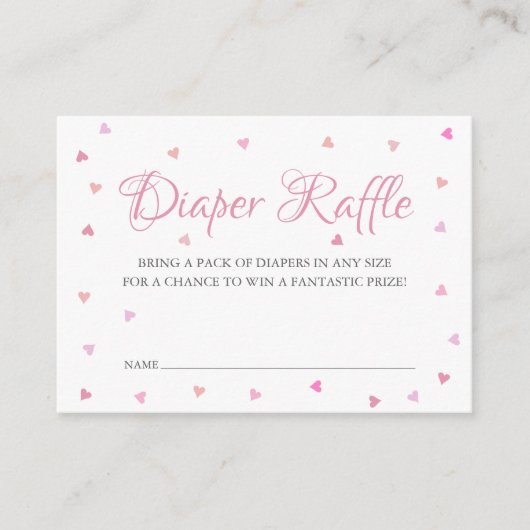 Roze Harten Luier Raffle Baby shower Informatiekaartje (Voorkant)
