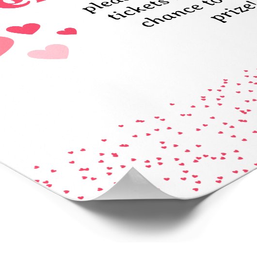 Roze Harten Luier Raffle Baby shower Teken Poster (Hoek)