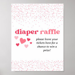 Roze Harten Luier Raffle Baby shower Teken Poster