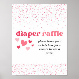 Roze Harten Luier Raffle Baby shower Teken Poster