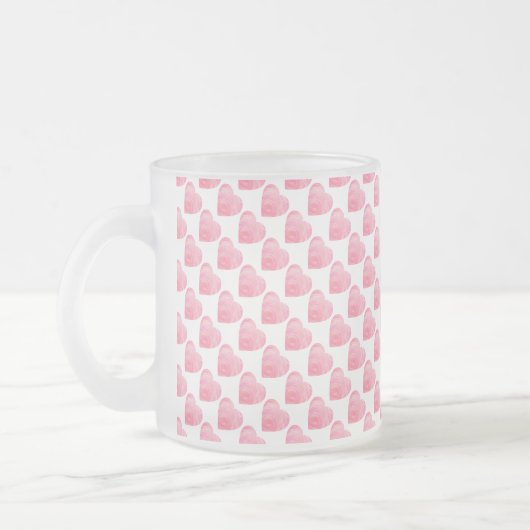 Roze harten matglas koffiemok (Links)
