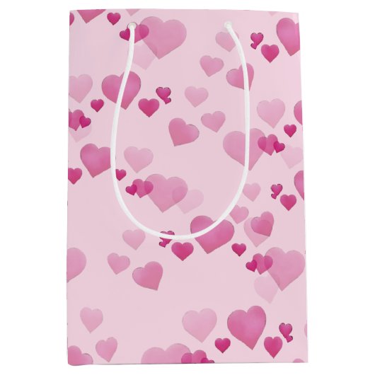 Roze harten medium cadeauzakje (Voorkant)