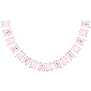 Roze Harten meisje vrijgezellenfeest Vlaggetjes