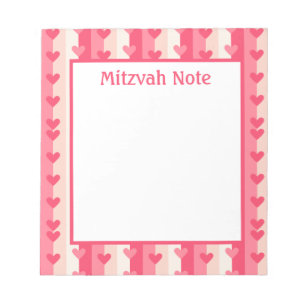 Roze Harten Meisjes Mitzvah Notities Notitieblok