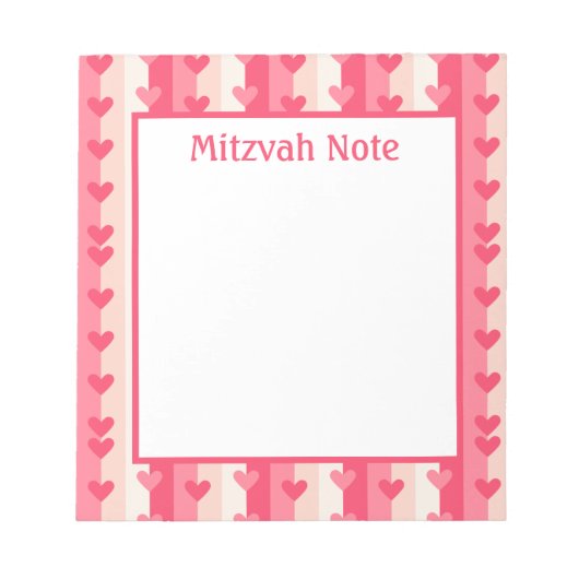 Roze Harten Meisjes Mitzvah Notities Notitieblok (Voorkant)