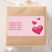 Roze harten met aangepaste tekst etiket (Insitu)