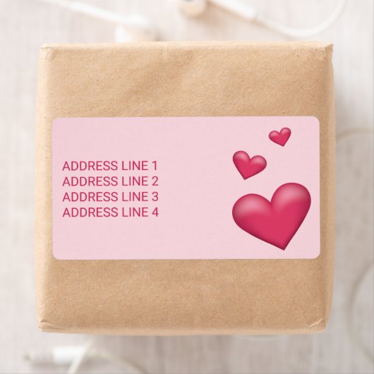 Roze harten met aangepaste tekst etiket (Insitu)