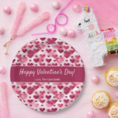 Roze harten met aangepaste tekst Valentijnsdag Papieren Bordje (Feest)