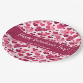 Roze harten met aangepaste tekst Valentijnsdag Papieren Bordje (Gekanteld)