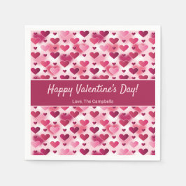 Roze harten met aangepaste tekst Valentijnsdag Servet