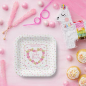 Roze harten met een klein Baby shower Papieren Bordje (Feest)