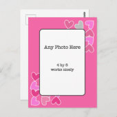 Roze harten met je foto briefkaart (Voorkant / Achterkant)