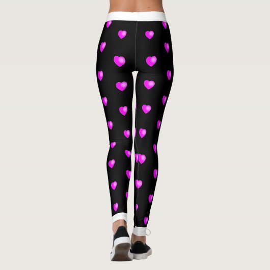 Roze harten met Jouw naam op zwart of uw kleur Leggings (Achterkant)