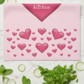 Roze harten met personaliseerbare tekst theedoek (Gevouwen)