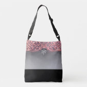 Roze harten met Silver Fleur di lis Crossbody Tas (Achterkant)