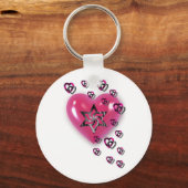 Roze harten met ster sleutelhanger (Voorkant)