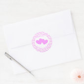 Roze harten met tekst Dank je Ronde Sticker (Envelop)