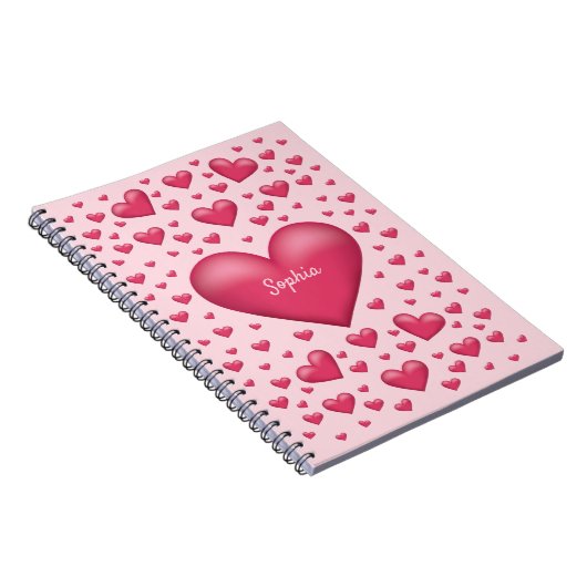 Roze harten met  tekst notitieboek (Rechterzijde)