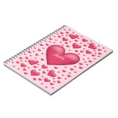 Roze harten met  tekst notitieboek (Linkerzijde)