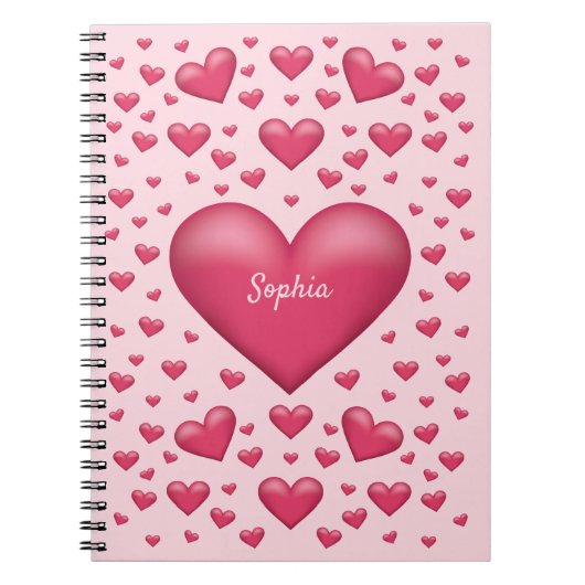 Roze harten met  tekst notitieboek (Voorkant)