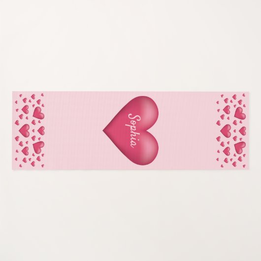 Roze harten met tekst yogamat (Voorkant (horizontaal))