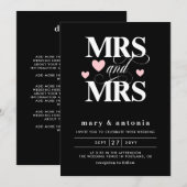 Roze harten mevrouw en mevrouw Lesbian wedding twe Kaart (Voorkant / Achterkant)