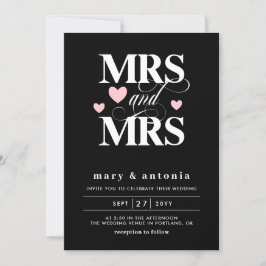 Roze harten mevrouw en mevrouw Lesbian wedding twe Kaart