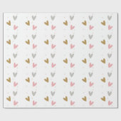 Roze harten Moderne Eenvoudige Baby shower Cadeaupapier (Vlak)