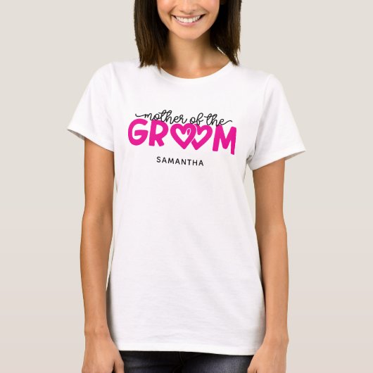 Roze Harten Moeder van de Bruidegom T-shirt (Voorkant)