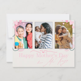 Roze harten Moederdag Briefkaart