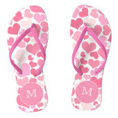 Roze harten Monogram Teenslippers (Voetbed)