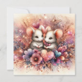 Roze Harten Muizen Christelijk Koppels Valentijn Feestdagenkaart (Voorkant)