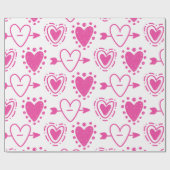 Roze Harten Naadloos Patroon Verjaardagscadeau Cadeaupapier (Vlak)