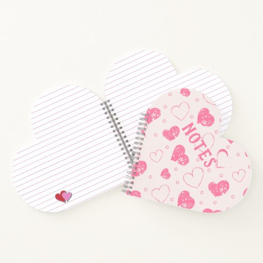  roze harten Notitieboek (Binnen)