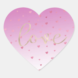 Roze Harten Ombre Goud Liefde Hart Sticker