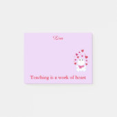 Roze harten onderwijzen post-it® notes (Voorkant)